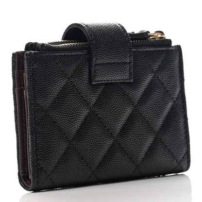 Chanel Caviar Quilted Compact Zipped Pocket Wallet Black 3 of 8