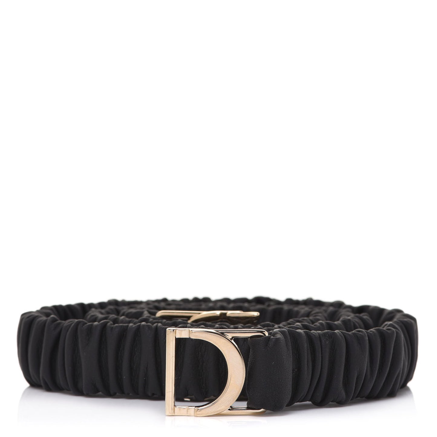 Pleated Lambskin 20mm 30 Montaigne Stretch Belt M Black