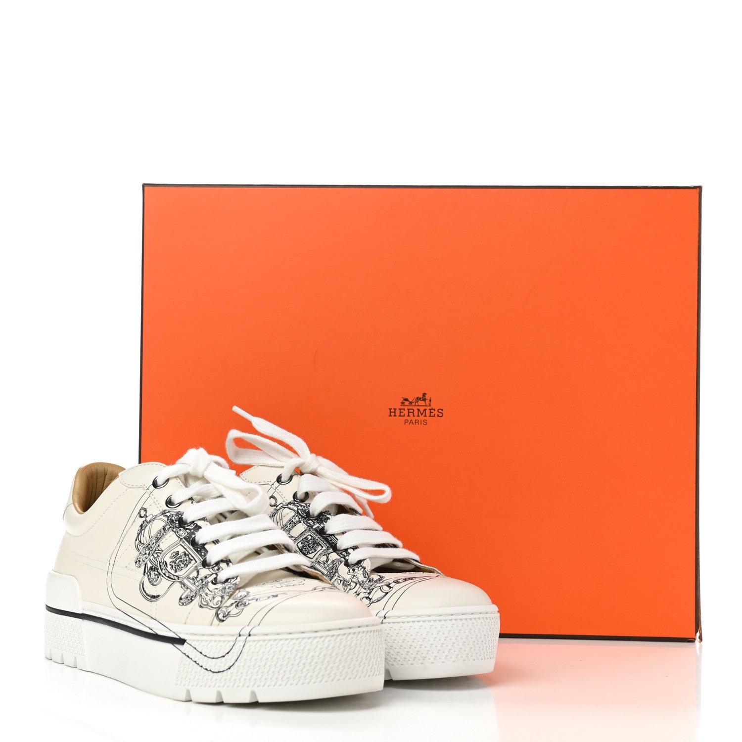 Hermes Swift Brides de Gala Print Womens Voltage Sneakers 36.5 White Black 9 of 9