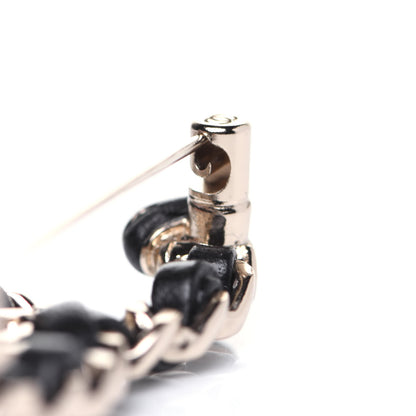 Chanel Lambskin Chain CC Brooch Black Gold 6 of 8
