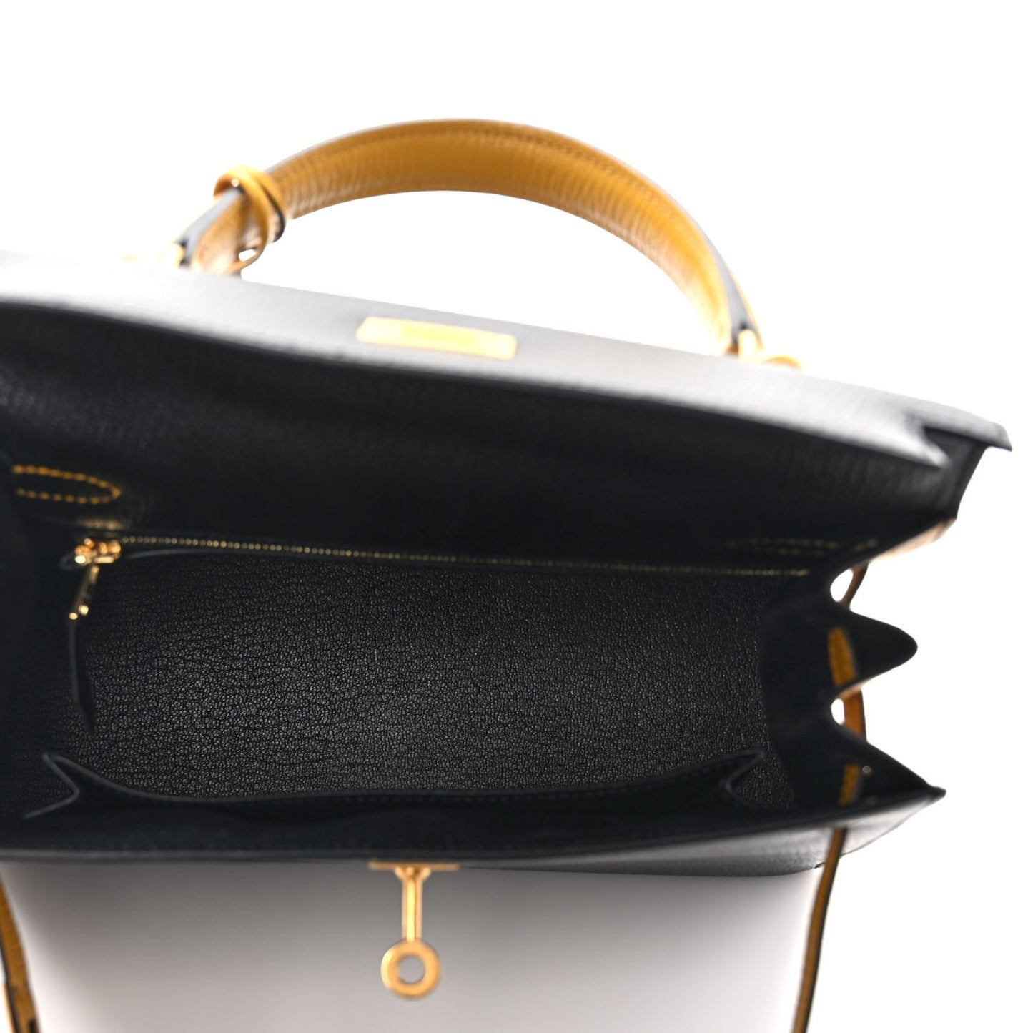 Chevre Mysore Bi-Color Horseshoe Kelly Sellier 25 Black Ambre