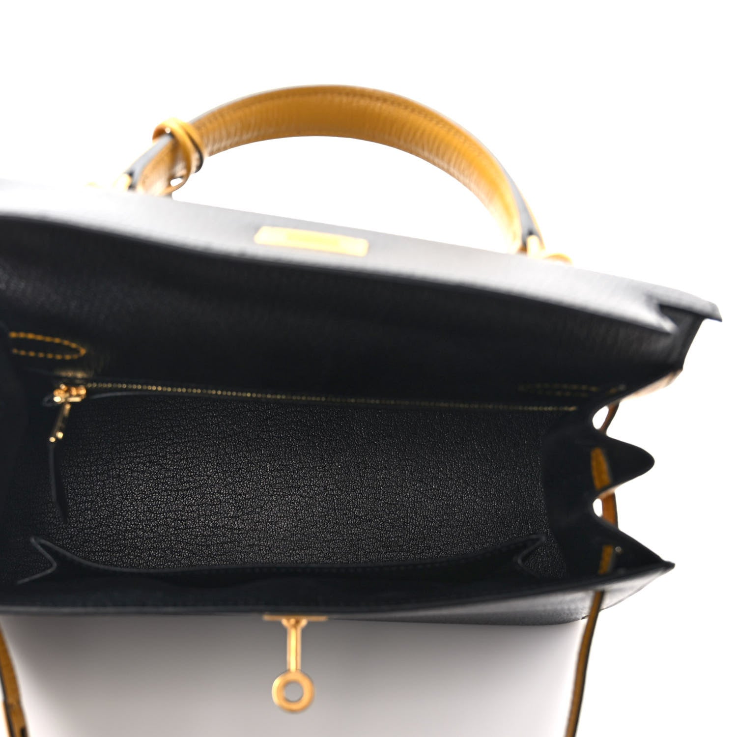 Hermes Chevre Mysore Bi-Color Horseshoe Kelly Sellier 25 Black Ambre 5 of 9