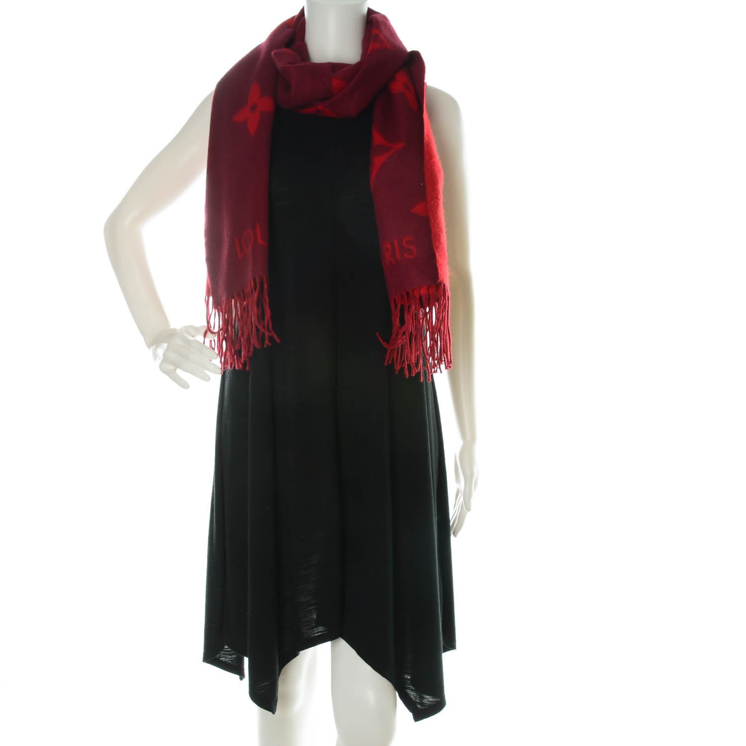 Louis Vuitton Cashmere Monogram Reykjavik Scarf Cherry 2 of 5