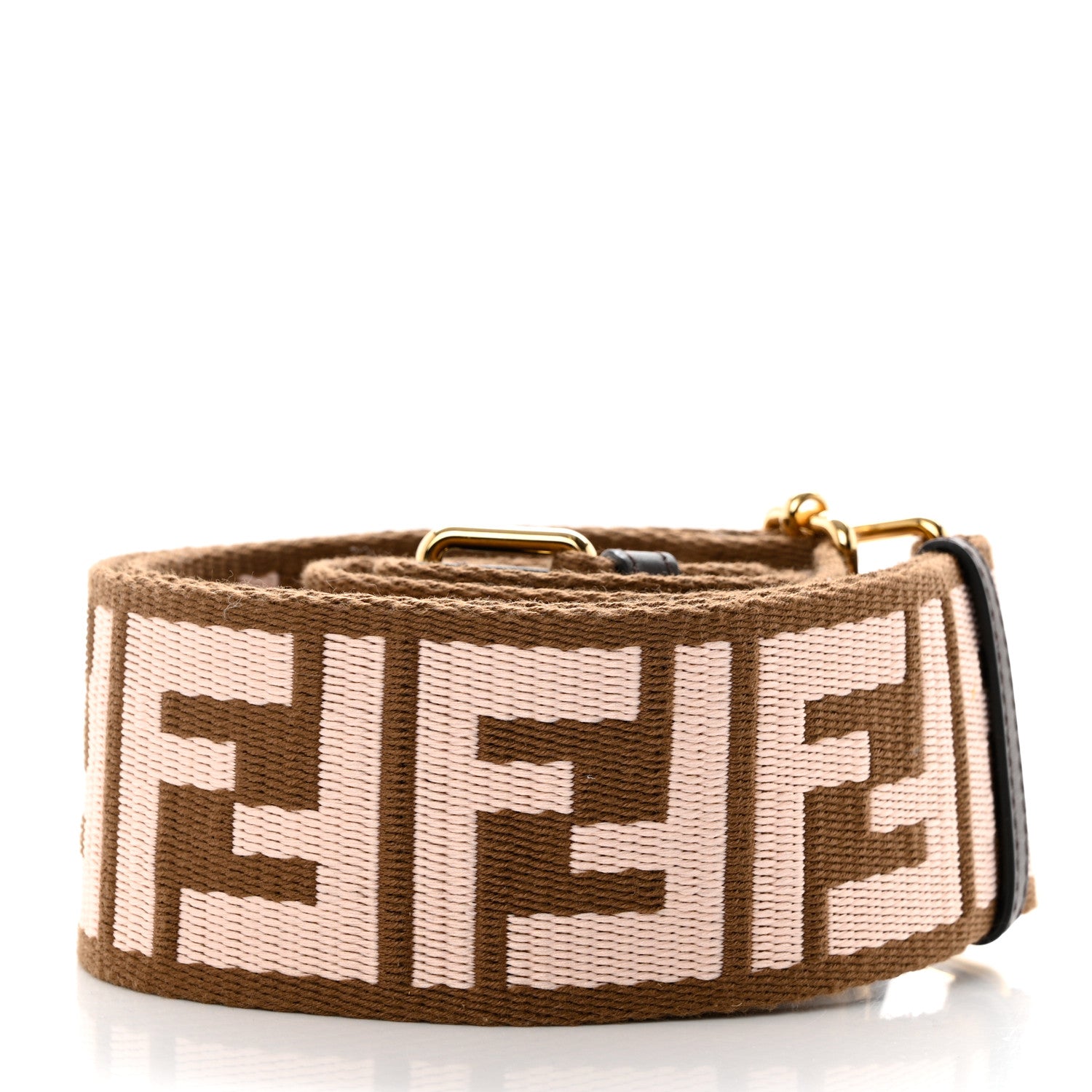 Fendi Ribbon Vitello Century FF 1974 Embroidered Adjustable Strap You Fango Rosa Confetto Chocolate 2 of 5