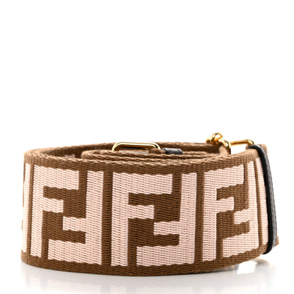 Fendi Ribbon Vitello Century FF 1974 Embroidered Adjustable Strap You Fango Rosa Confetto Chocolate 2 of 5