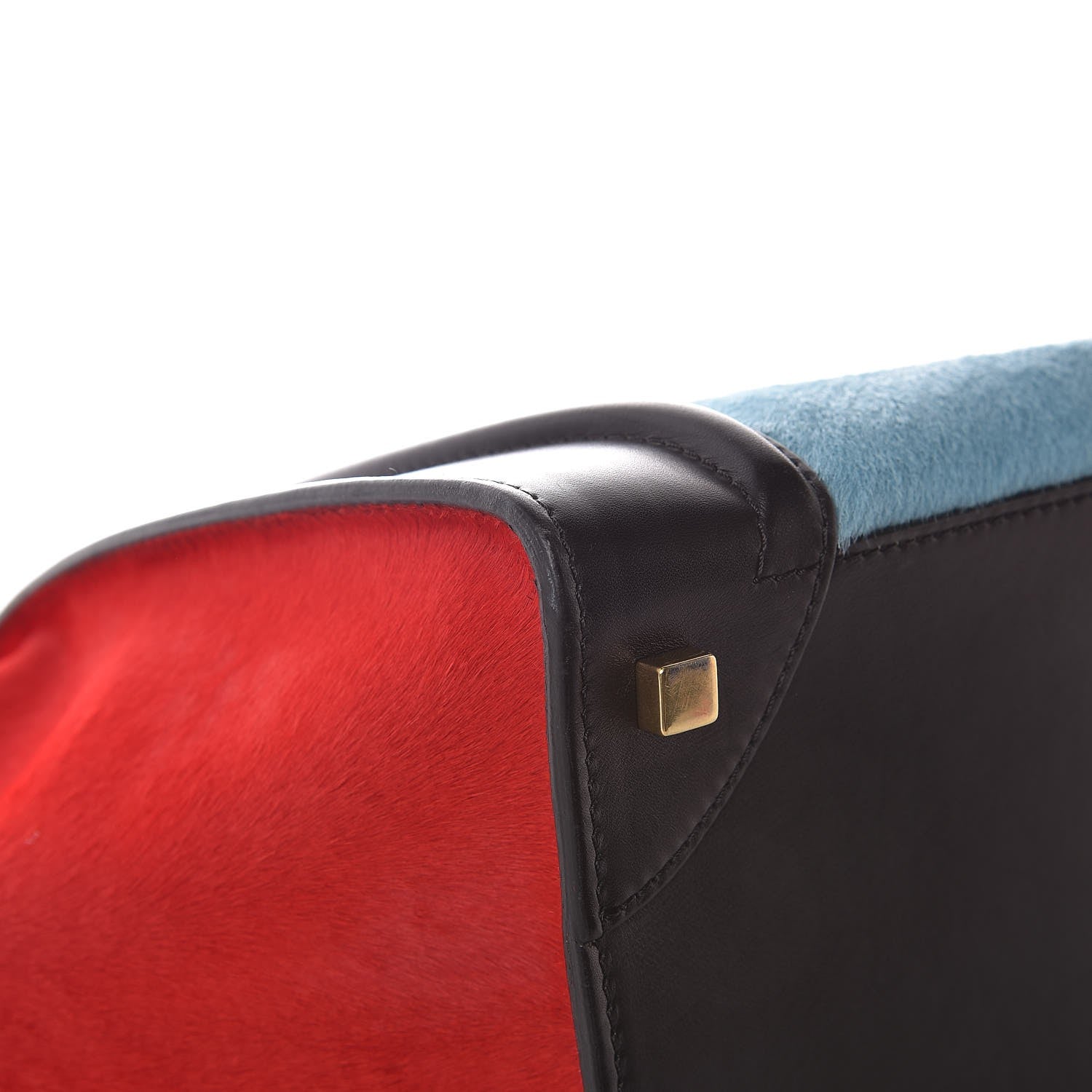 Celine Pony Hair Mini Tri-Color Luggage Glacier Red Black 12 of 15