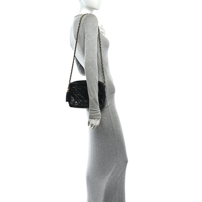 Chanel Lizard Quilted Small Tassel Camera Case Black 2 of 11