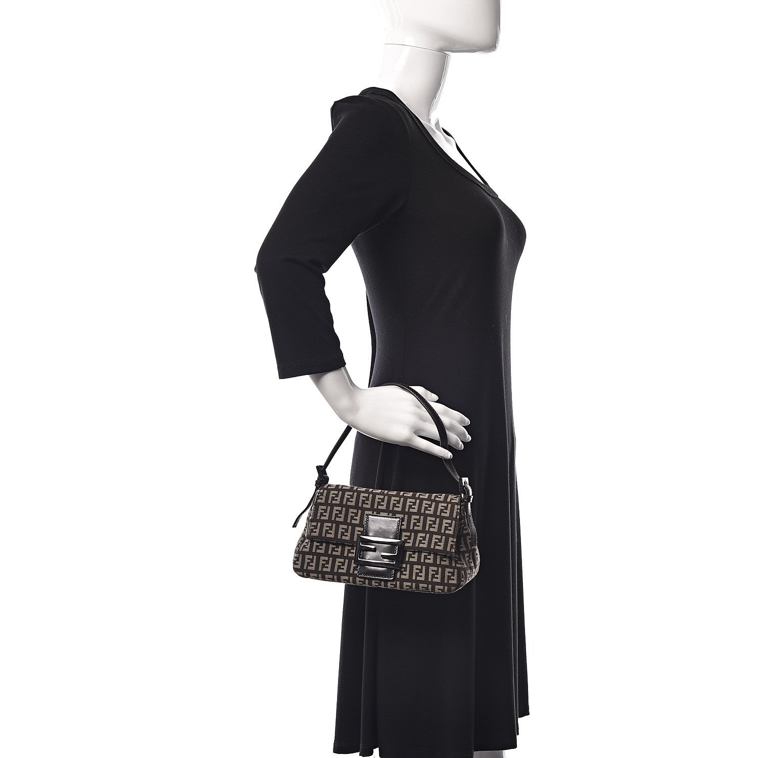 Fendi Zucchino Vitello Mini Mama Baguette Testa di Moro Beige 2 of 10