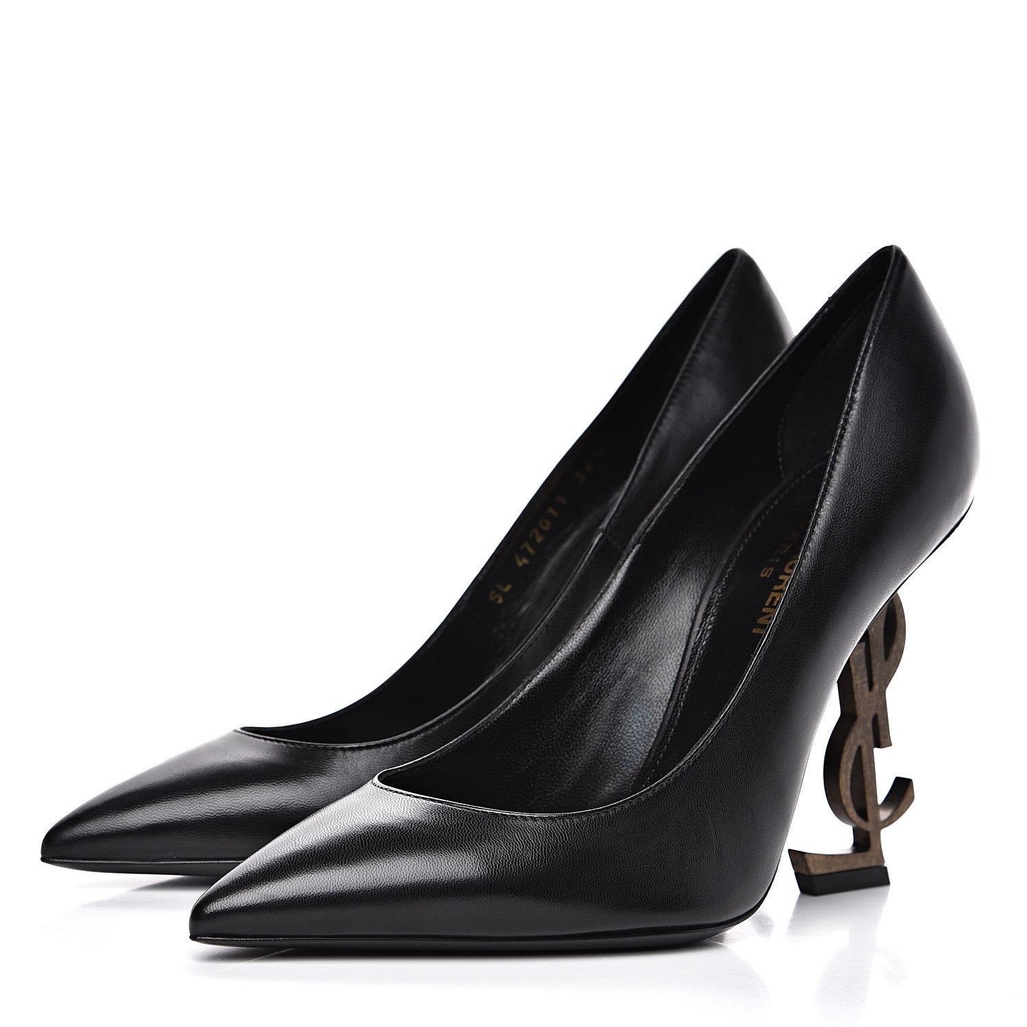 Saint Laurent Calfskin Opyum 100 Pumps 36 Black Gold 3 of 10