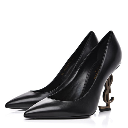 Saint Laurent Calfskin Opyum 100 Pumps 36 Black Gold 3 of 10