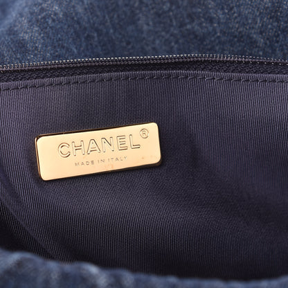 Chanel Denim Quilted Large Chanel 19 Flap Blue 6 of 9