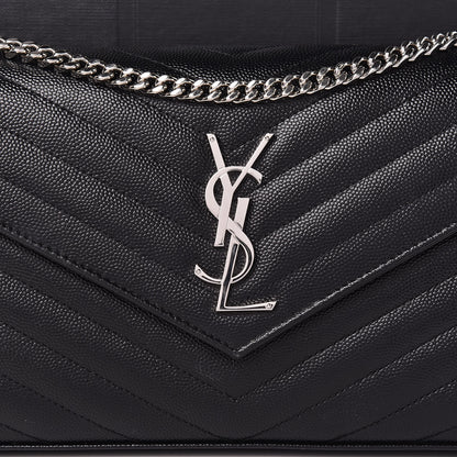 Saint Laurent Grain De Poudre Matelasse Chevron Monogram Chain Wallet Black 10 of 11