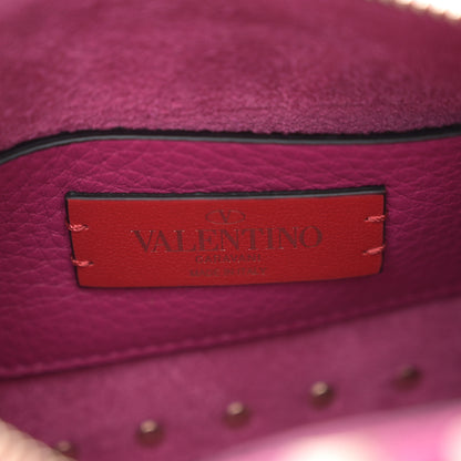Valentino Garavani Pebbled Calfskin Small Rockstud Flip Lock Shoulder Bag Fuxia 6 of 9