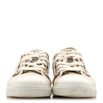 Gucci GG Monogram Suede Womens Low Top Sneakers 37 Beige Ebony Mystic White 3 of 10