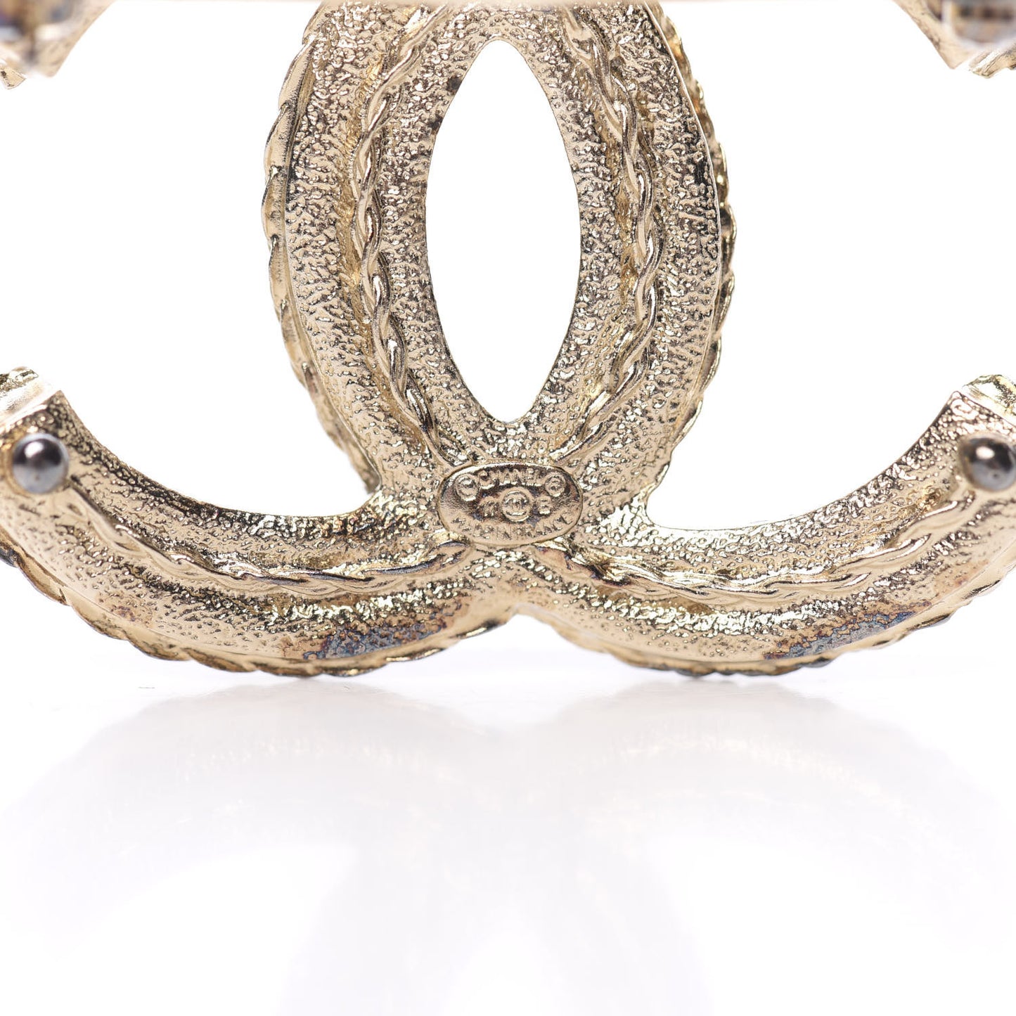 Crystal CC Chain Brooch Blue Black
