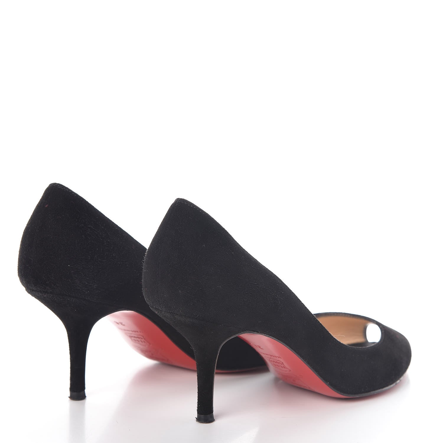 Christian Louboutin Suede Peep Toe Pumps 36 Black 4 of 10