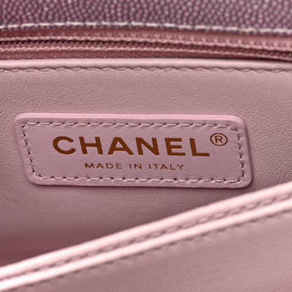 Chanel Metallic Caviar Quilted Mini Coco Handle Flap Light Pink 6 of 11