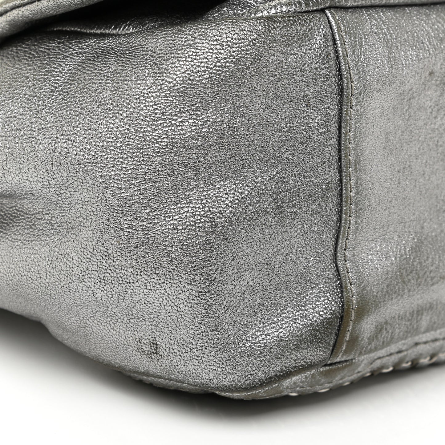 Metallic Deerskin Luxe Ligne Flap Silver