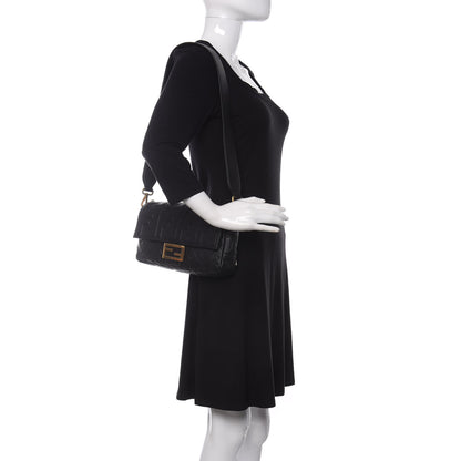 Fendi Nappa FF 1974 Embossed Baguette Black 2 of 9