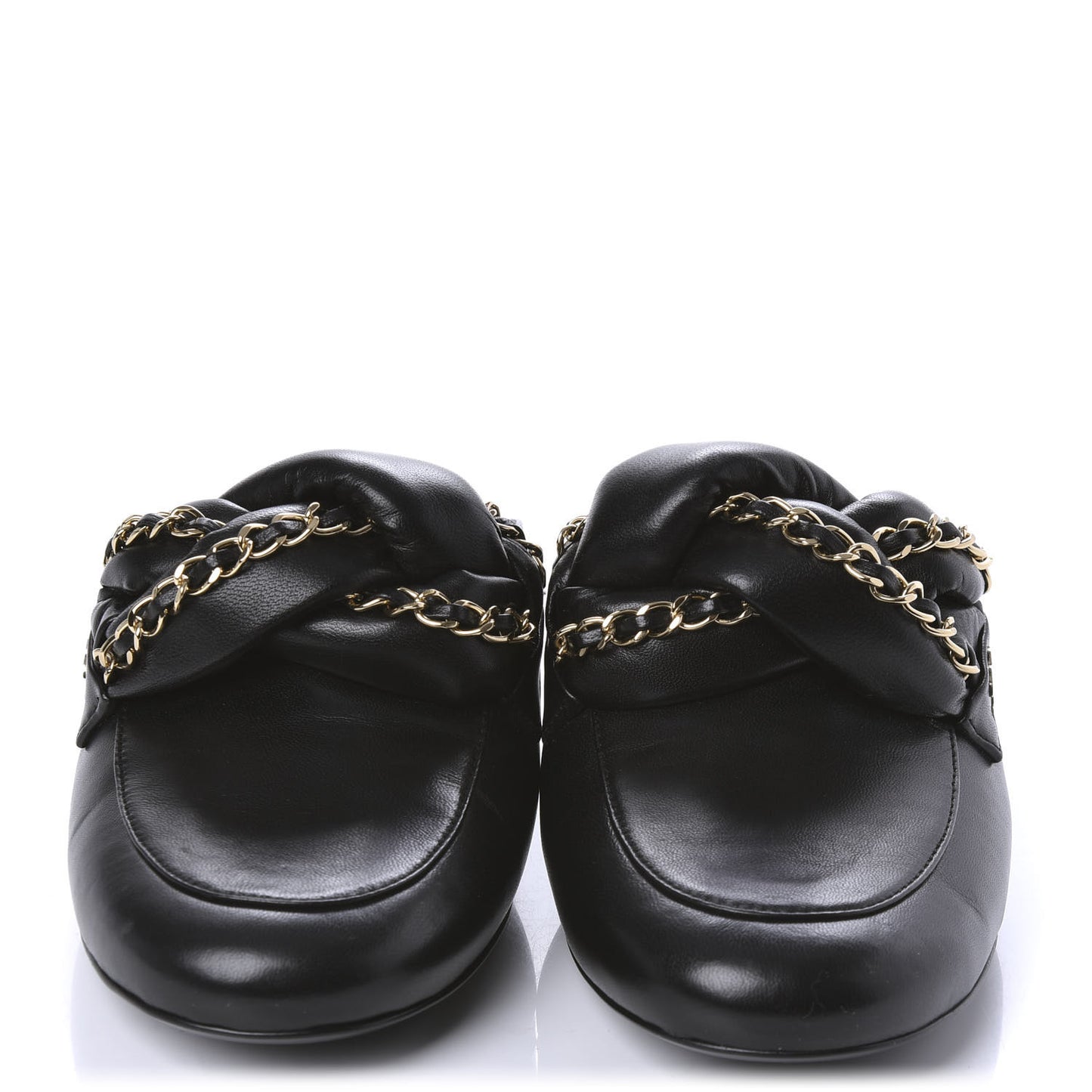 Lambskin Chain Braided Mules 40 Black