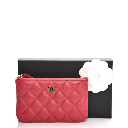 Chanel Lambskin Quilted Small Cosmetic Case Dark Pink 8 of 8