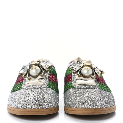 Gucci Glitter Fabric Web Falacer Sneakers 40.5 Silver 2 of 9