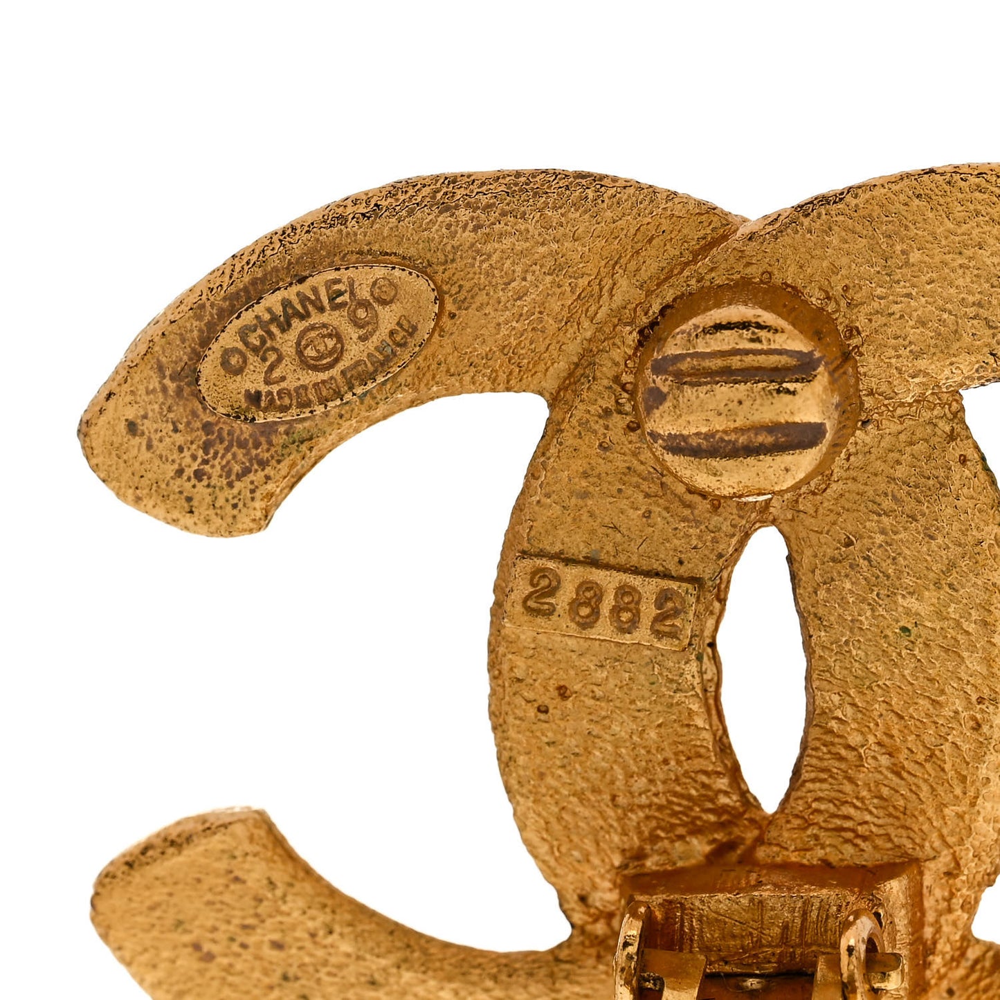 CC Textured Clip On Earrings Gold