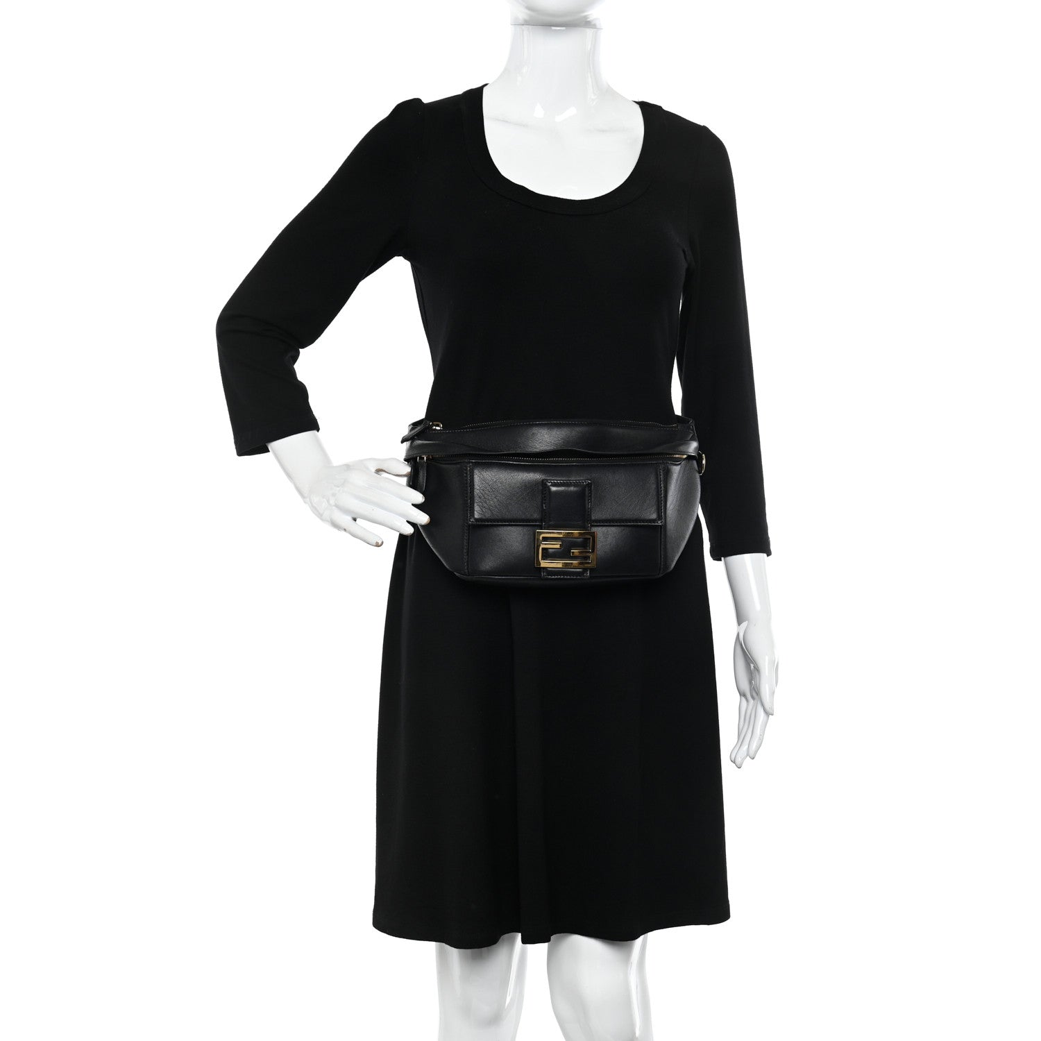 Fendi Nappa Apolo Baguette Belt Bag Black Tobacco 2 of 12