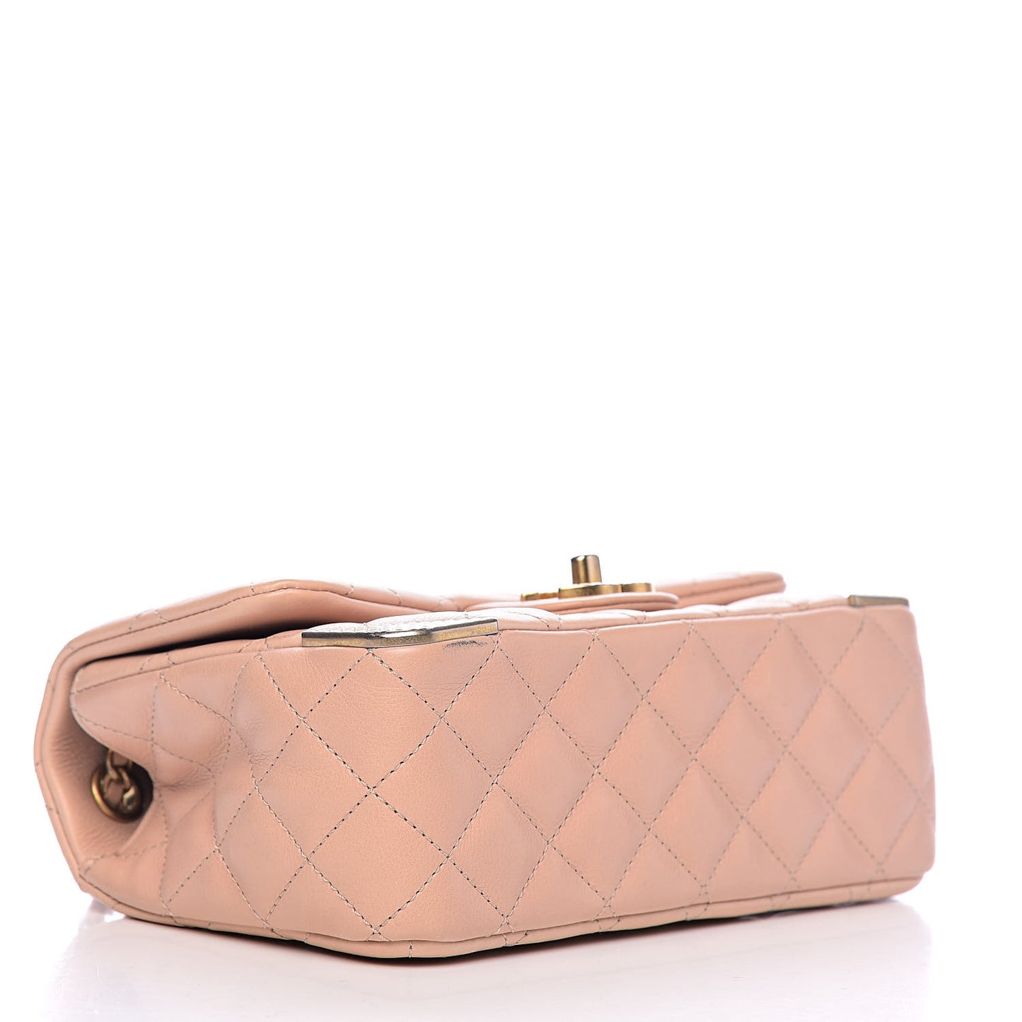Calfskin Quilted Mini Rock The Corner Flap Pink