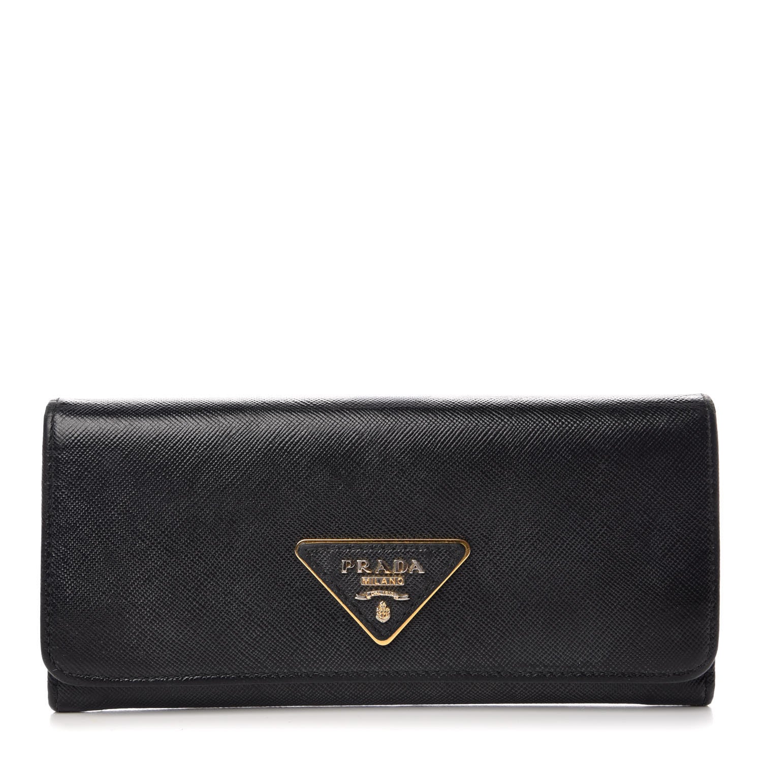 Prada Saffiano Continental Flap Wallet Black 1 of 12