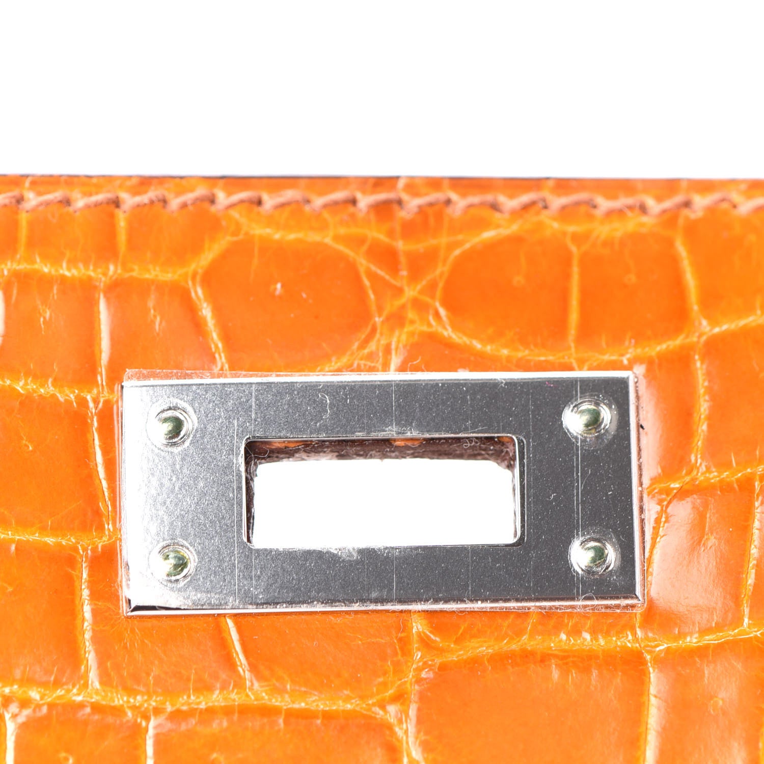 Hermes Shiny Niloticus Crocodile Kelly Cut Pochette Pain D'Epice 17 of 22