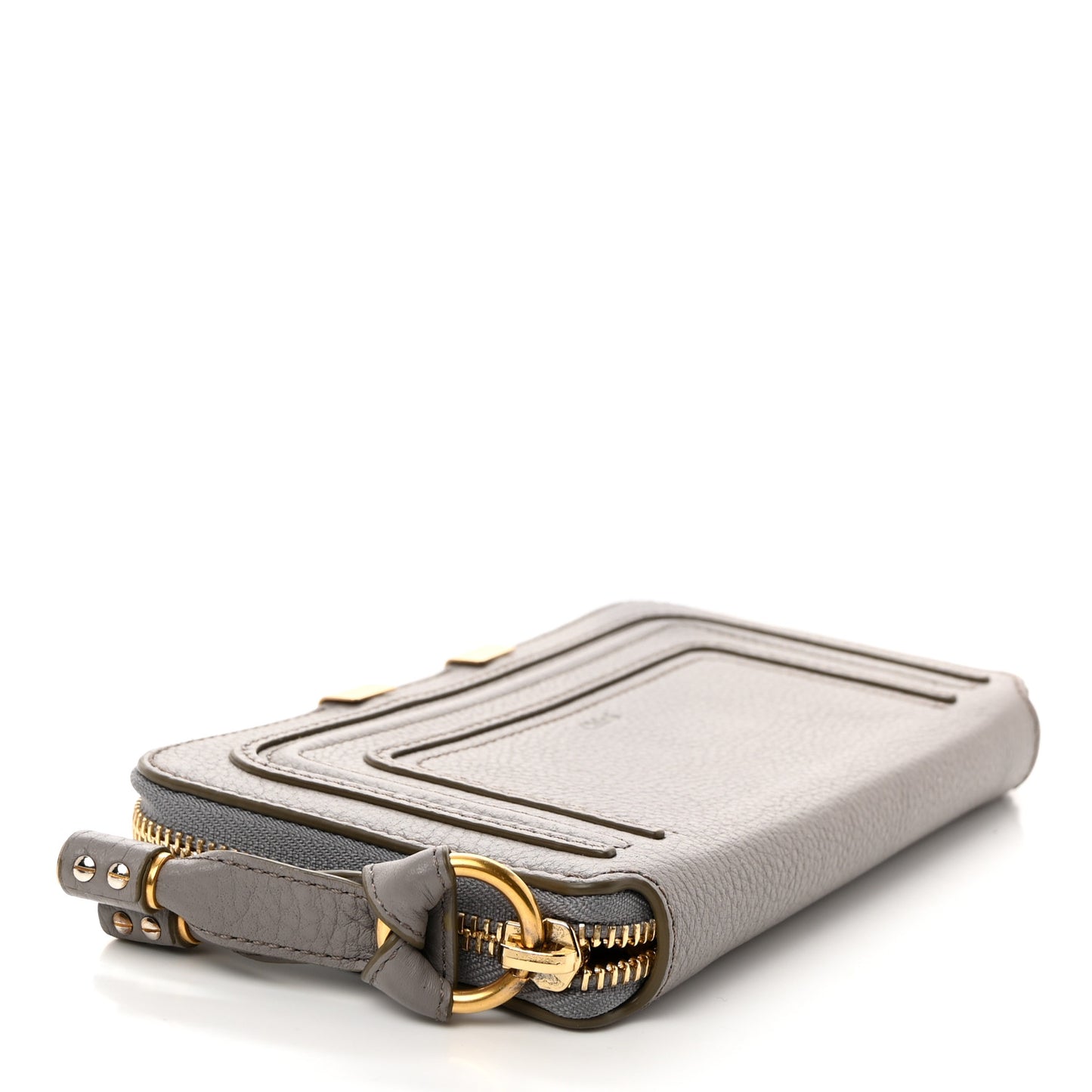 Calfskin Marcie Long Zip Around Wallet Cashmere Grey