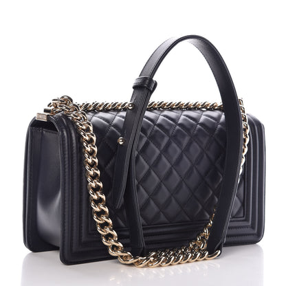 Chanel Lambskin Quilted Medium Boy Flap Dark Navy 3 of 7