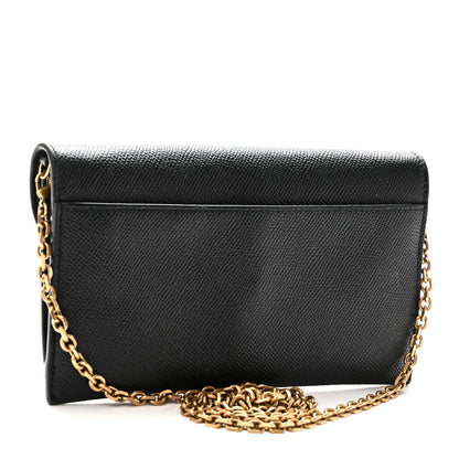 Christian Dior Grained Calfskin Saddle Chain Wallet Pouch Black 3 of 10