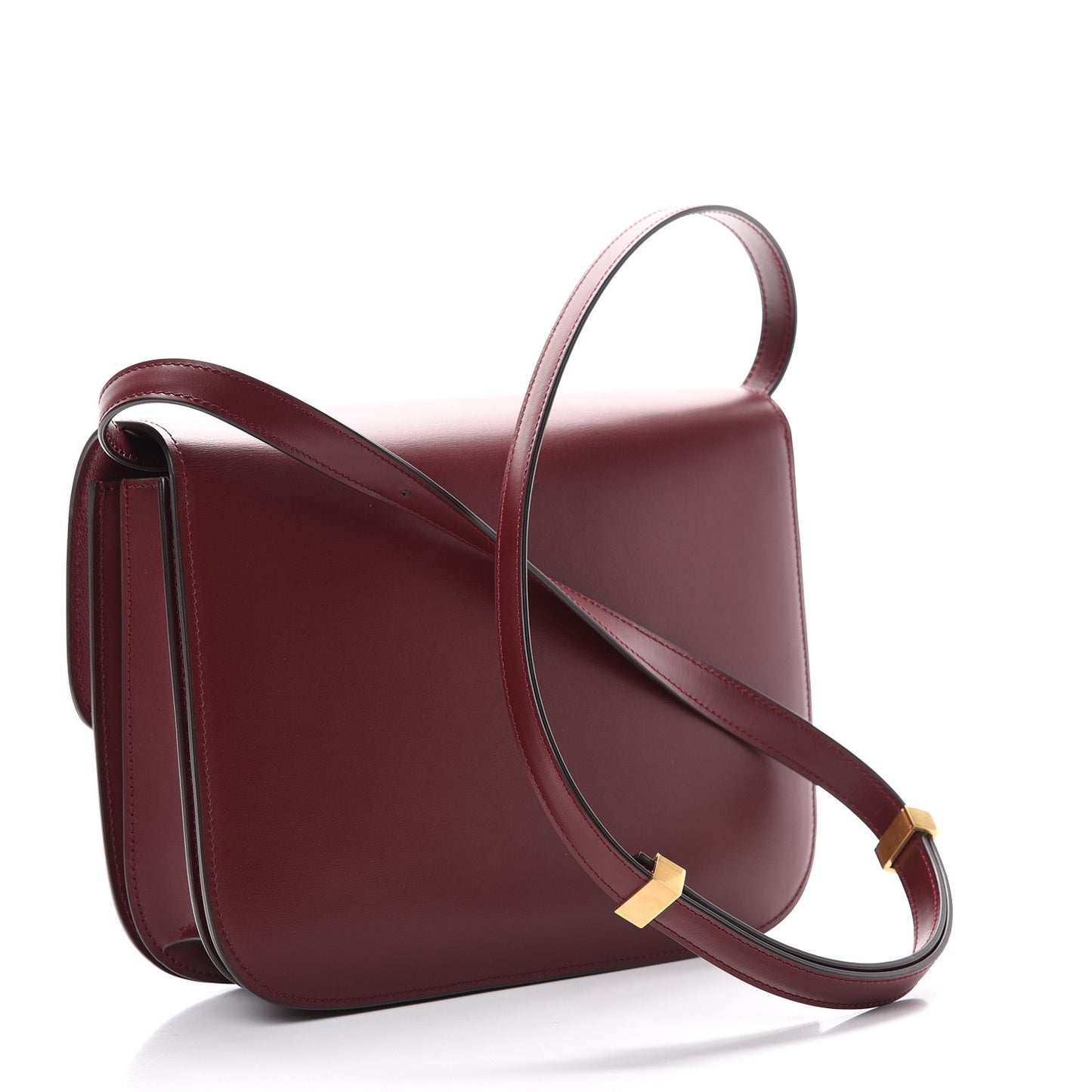Box Calfskin Medium Classic Box Flap Bag Burgundy