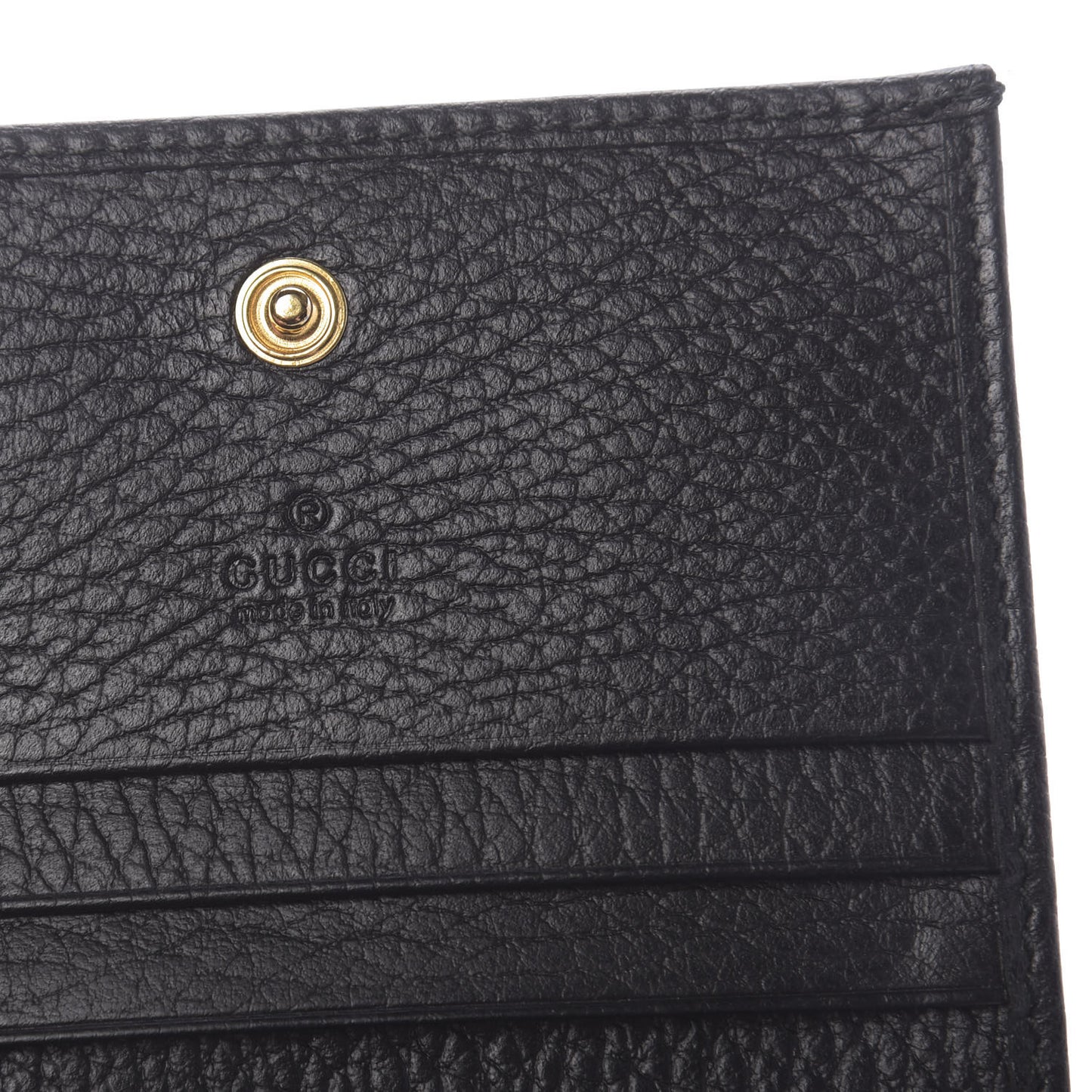 Pebbled Calfskin GG Marmont Card Case Black