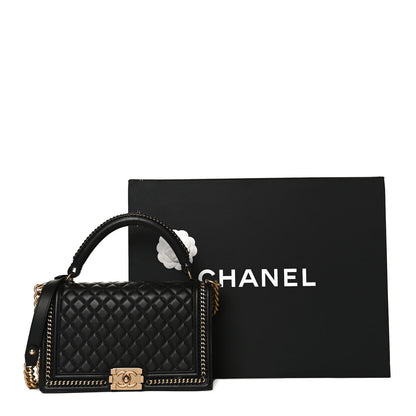 Chanel Calfskin Quilted New Medium Boy Top Handle Flap Black 16 of 16