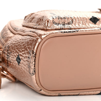 MCM Metallic Visetos Studded X-Mini Bebe Boo Backpack Champagne Gold 9 of 11