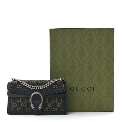 Gucci Jacquard Black Denim GG Monogram Textured Dollar Calfskin Small Dionysus Shoulder Bag Black Ivory 13 of 13