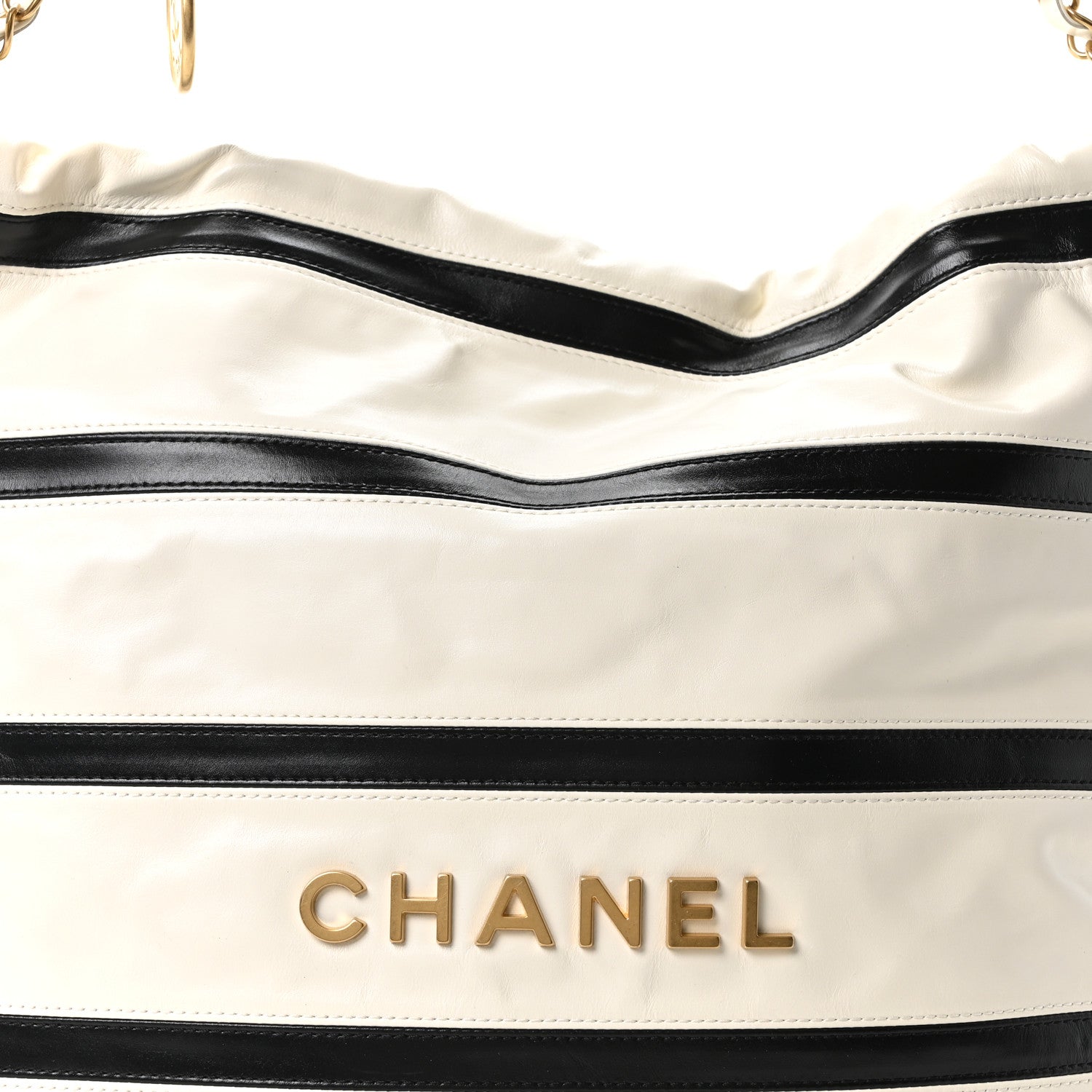 Chanel Shiny Calfskin Striped Small Chanel 22 Black White 9 of 11