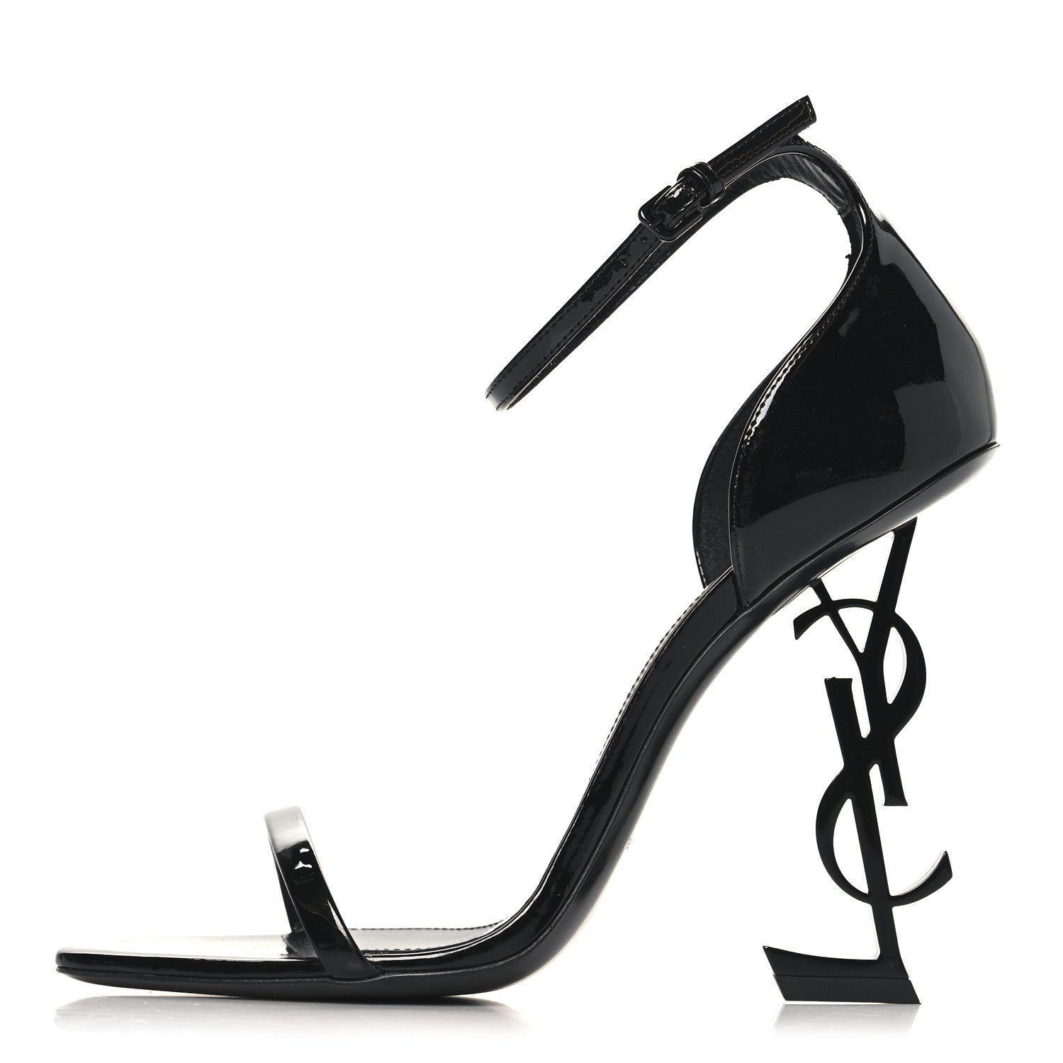Saint Laurent Patent Calfskin Opyum 110 Sandals 39.5 Black 1 of 10