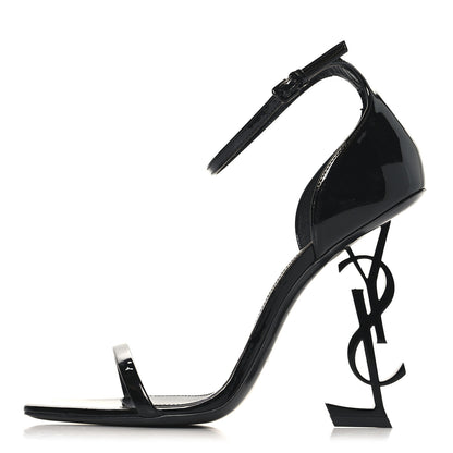 Saint Laurent Patent Calfskin Opyum 110 Sandals 39.5 Black 1 of 10