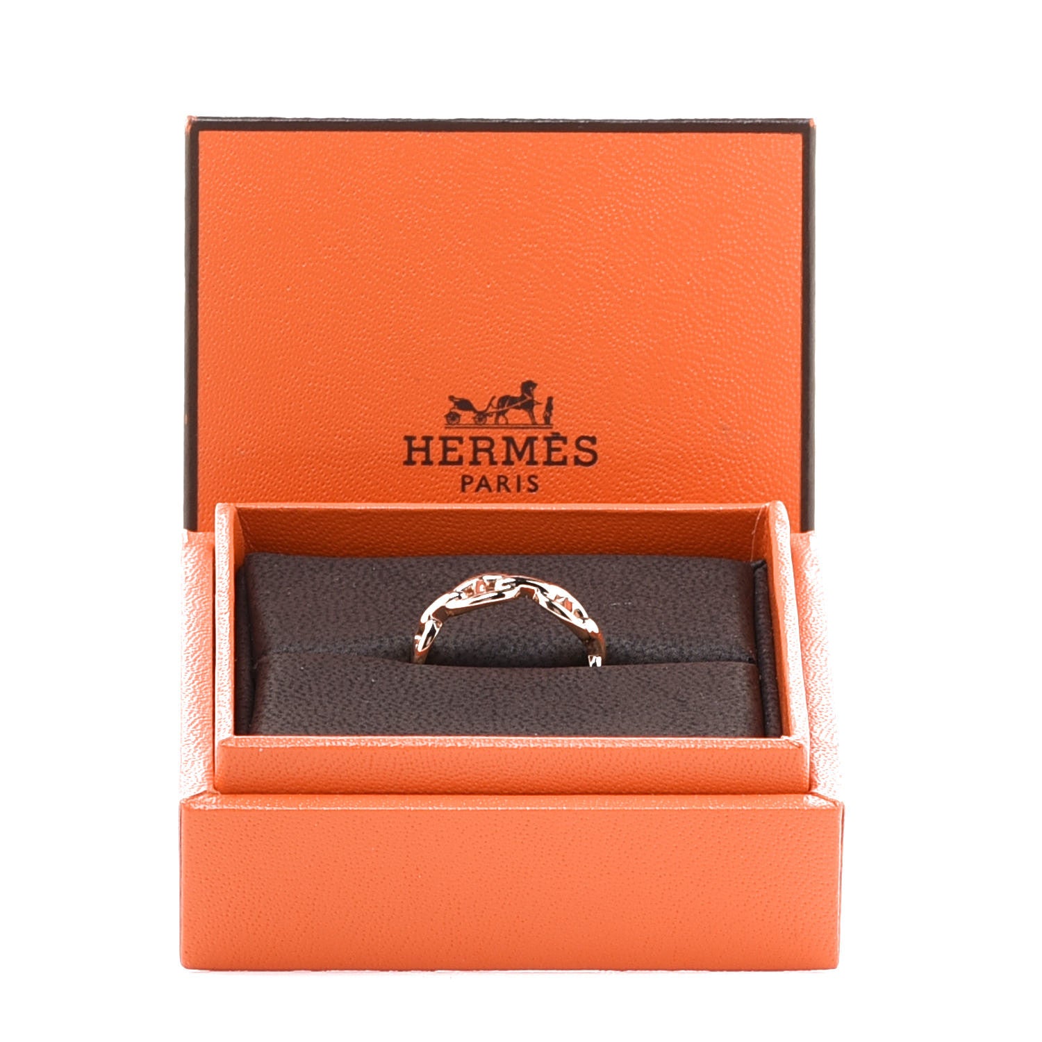Hermes 18K Rose Gold PM Chaine D'Ancre Enchainee Ring 52 6 5 of 5