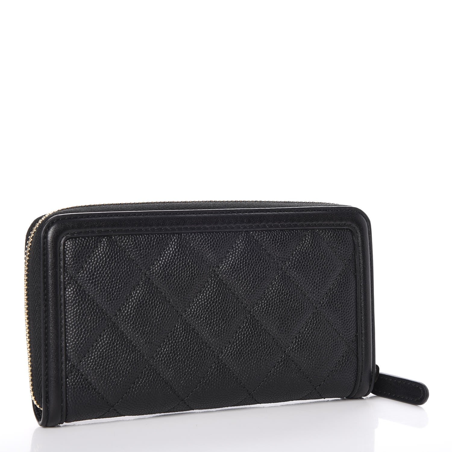 Chanel Caviar Quilted Small Filigree Zip Around Wallet Black 3 of 9