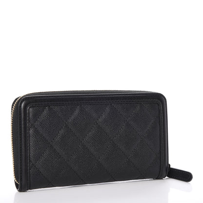 Chanel Caviar Quilted Small Filigree Zip Around Wallet Black 3 of 9