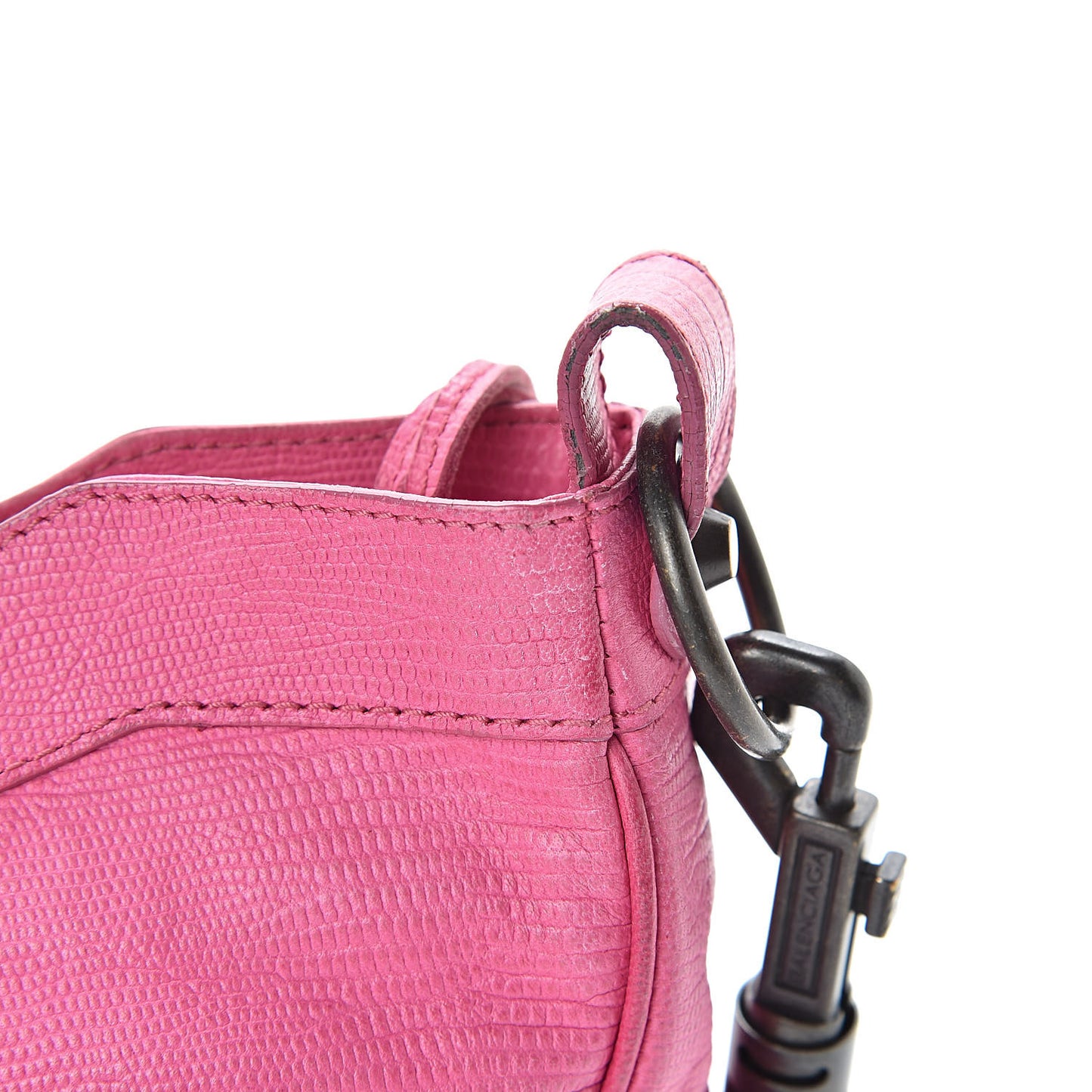 Agneau Lizard Embossed Classic Hardware Hip Hip Pink