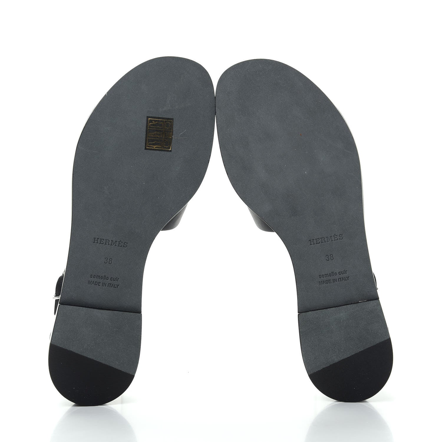 Hermes Calfskin Santorini Sandals 38 Black 6 of 11