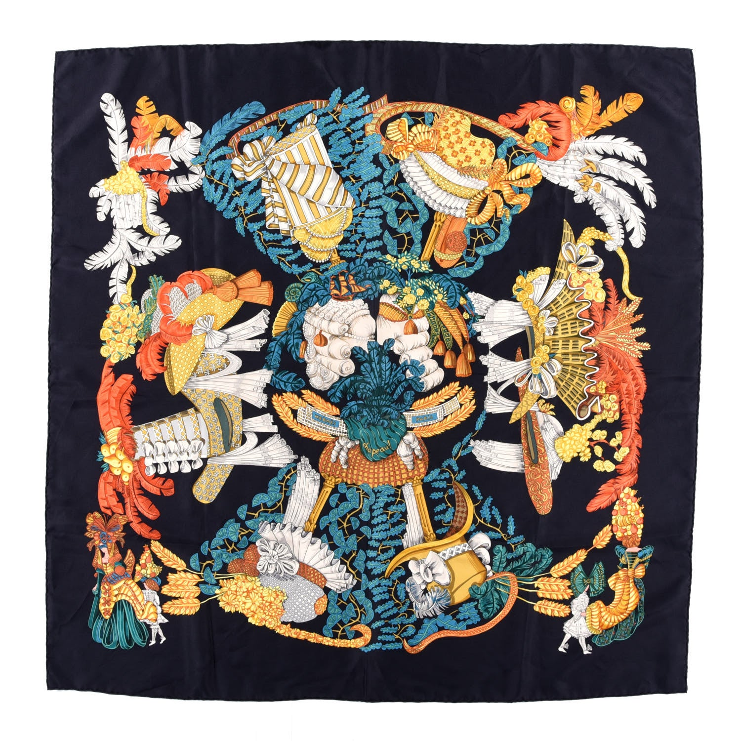 Hermes Silk Chapeau Scarf 90 Black 1 of 3