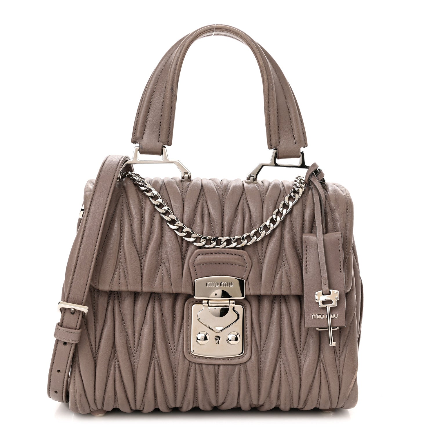 Miu Miu Nappa Matelasse Top Handle Tote Pomice 1 of 10