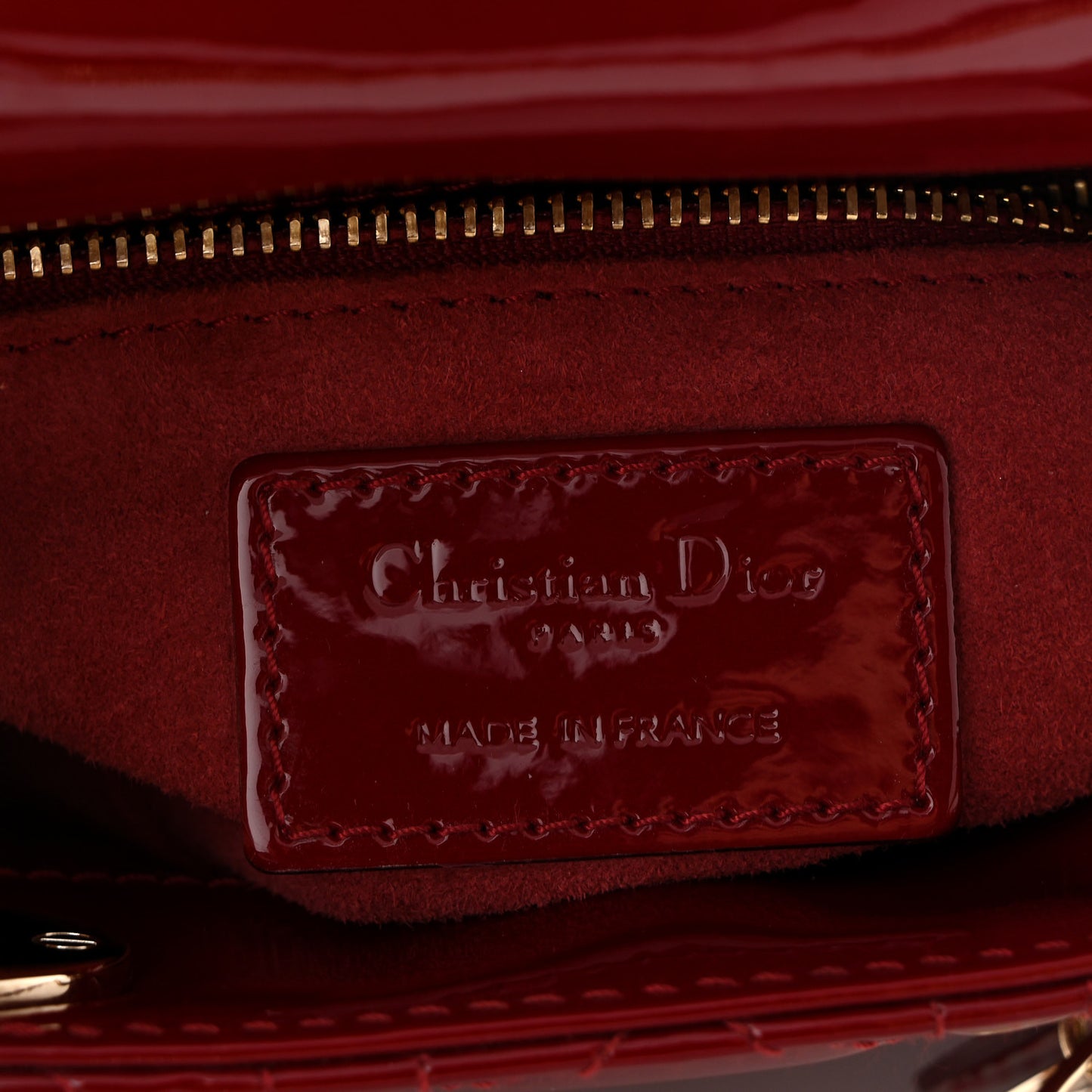 Patent Cannage Mini Lady Dior Red